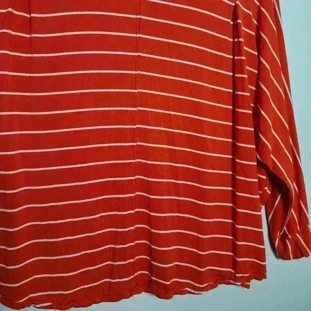 Free People We The Free Can't Fool Me Striped Orange and White Tee Size Small - Picture 4 of 16